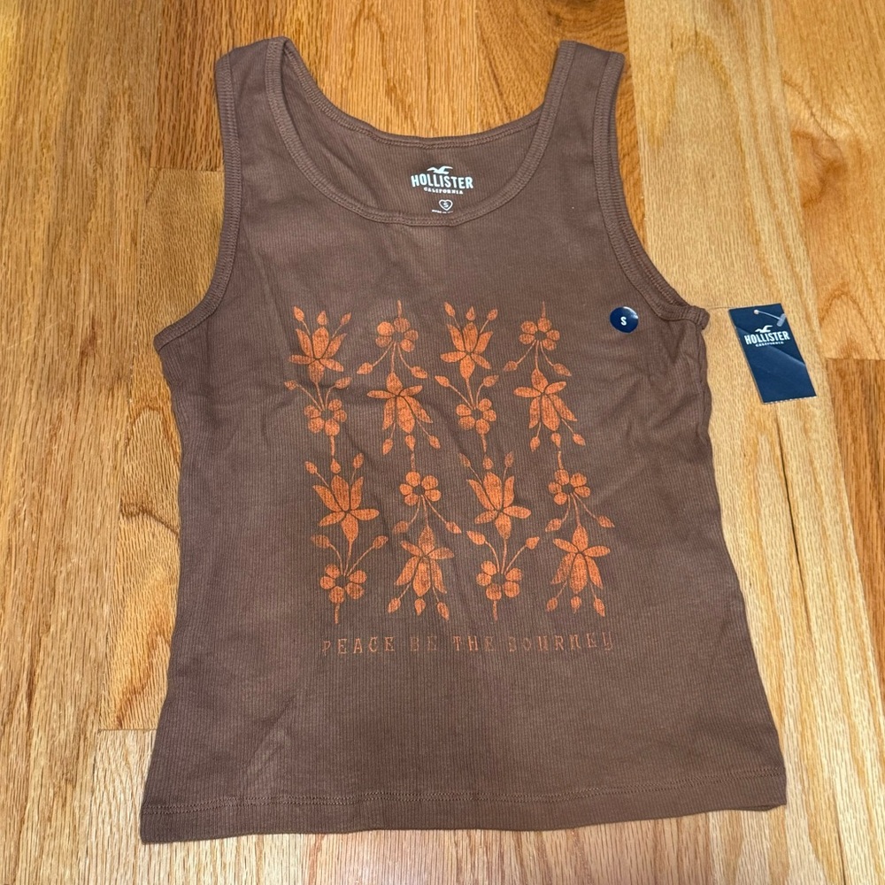 Hollister Brown Graphic Tank Top Size S